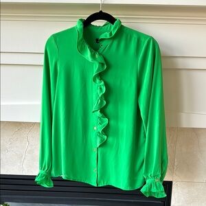 Green Ruffled J. Crew Women's Top